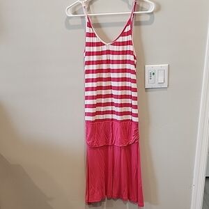 Pink and White Striped Sleeveless Dress